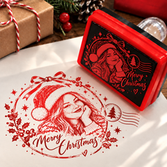 Personalized Christmas Photo Stamp – Custom Holiday Portrait Stamp