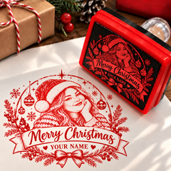 Personalized Christmas Photo Stamp – Custom Holiday Portrait Stamp