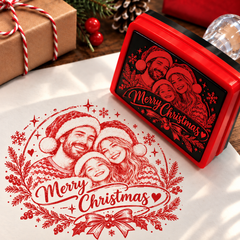 Personalized Christmas Photo Stamp – Custom Holiday Portrait Stamp