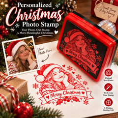 Personalized Christmas Photo Stamp – Custom Holiday Portrait Stamp