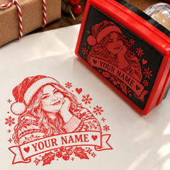 Personalized Christmas Photo Stamp – Custom Holiday Portrait Stamp
