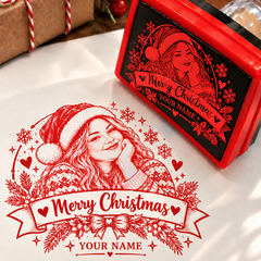 Personalized Christmas Photo Stamp – Custom Holiday Portrait Stamp