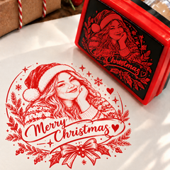 Personalized Christmas Photo Stamp – Custom Holiday Portrait Stamp