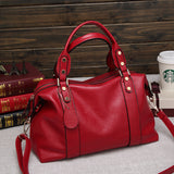 Women's Faux Leather Medium Boston Bags Shoulder Strap Crossbody Handbag Satchel Purse