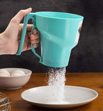 One-handed Flour Sifter Plastic Sieve Cup Screen Mesh Powder Flour Sieve