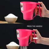 One-handed Flour Sifter Plastic Sieve Cup Screen Mesh Powder Flour Sieve