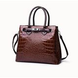 Crocodile Grained Leather Women Handbags Shoulder Bags Purse