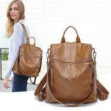 PU Leather Anti-theft Casual Backpack Purse