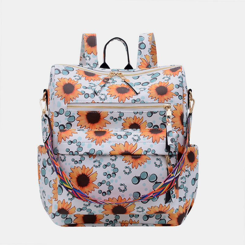 Flower Print Backpack Purse Multipurpose Bag