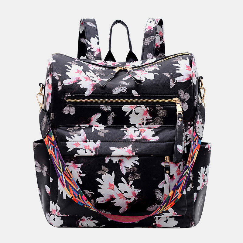 Flower Print Backpack Purse Multipurpose Bag