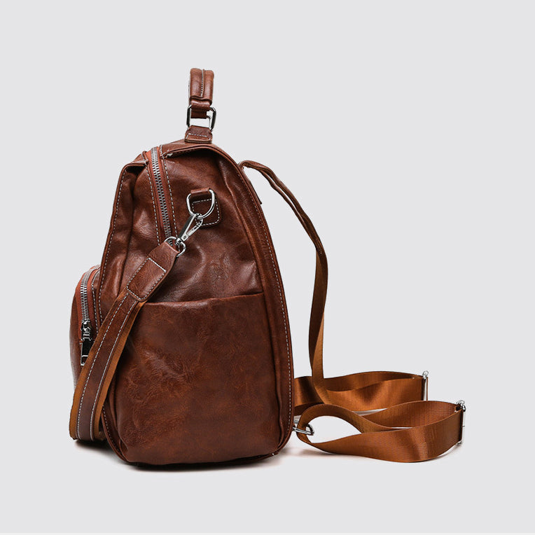 Medium Size Leather Women Shoulder Backpack Bags