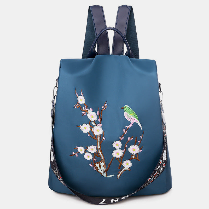Embroidered Oxford Lady Backpack Purse