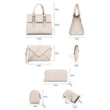 Women Classic PU Leather Crossbody Handbags Tote Wallet 5PCS Set