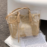 Transparent Bag Rattan Shoulder Bag Woven Handmade Tote Bag