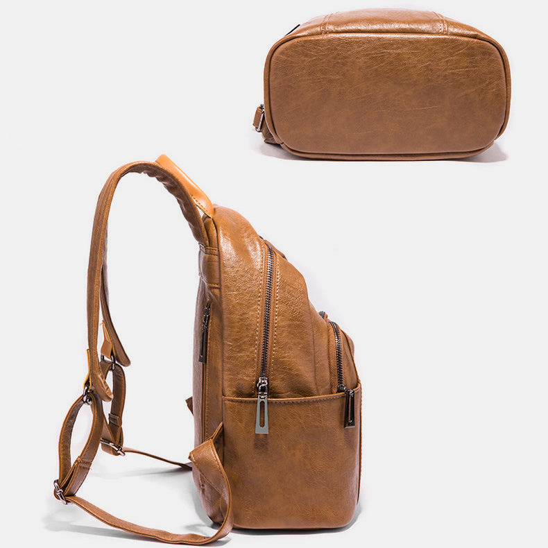 Leather Trave Backpack Purse Schoolbag