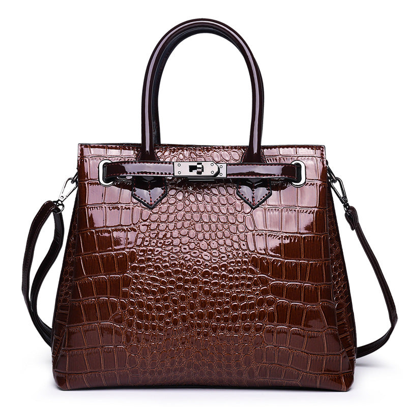 Crocodile Grained Leather Women Handbags Shoulder Bags Purse