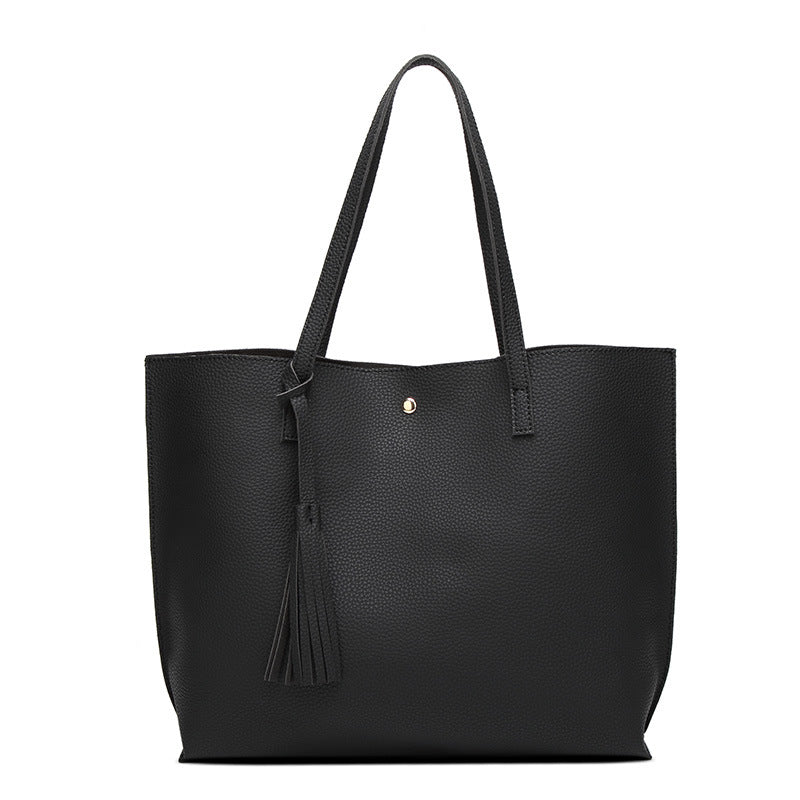 Women's Soft Faux Leather Tote Shoulder Bag from Dreubea, Big Capacity Tassel Handbag